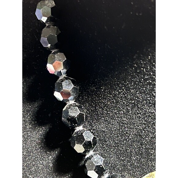 Vintage Rachel Abroms Choker Necklace Black Crystals Turquoise Pendant 14.5” - Picture 9 of 9